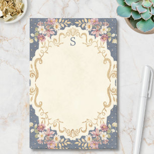 Post-it® Papier à lettres vintage fantaisiste floral bleu m