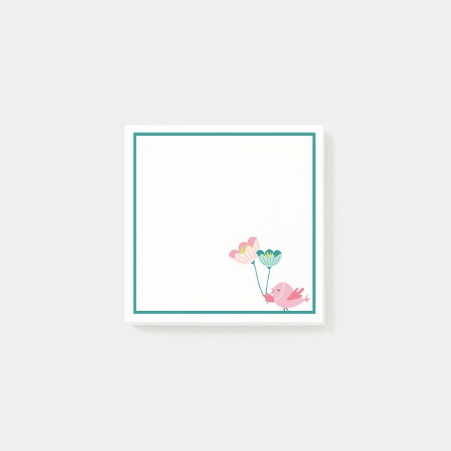 Post-it® Papier adhésif oiseaux et fleurs (Devant)