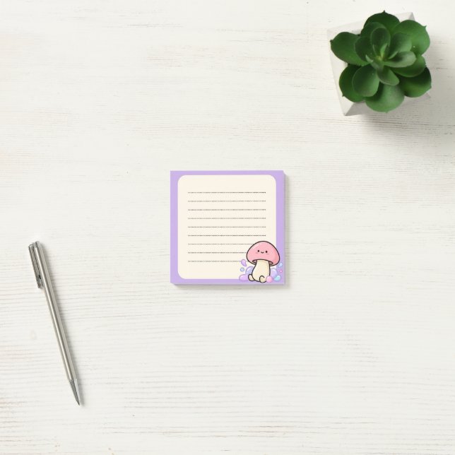 Post-it® Papier autocollant mignon champignon violet ligné (Bureau)