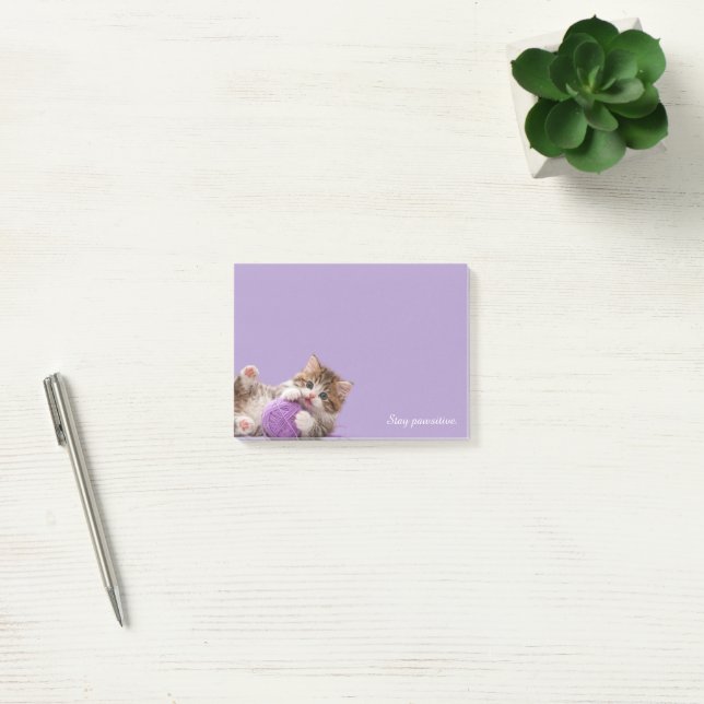 Post-it® Papier autocollant mignon chaton Restez Positive (Bureau)
