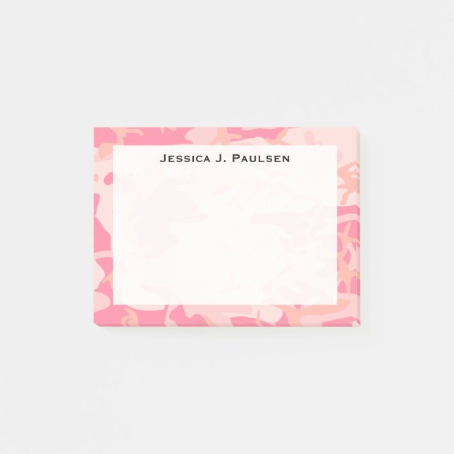 Post-it® Papier camouflage rose et pêche Monogramme (Devant)