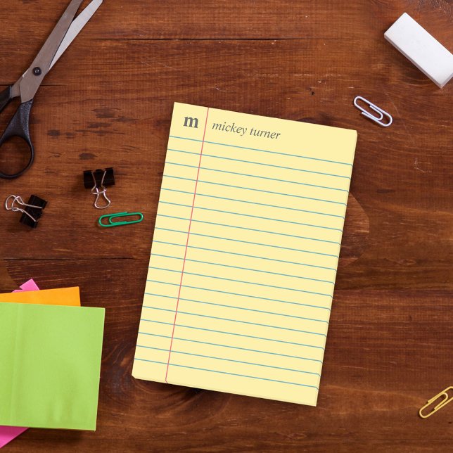 Post-it® Papier carnet Jaune Ajouter Votre Nom & Initiale (Créateur téléchargé)