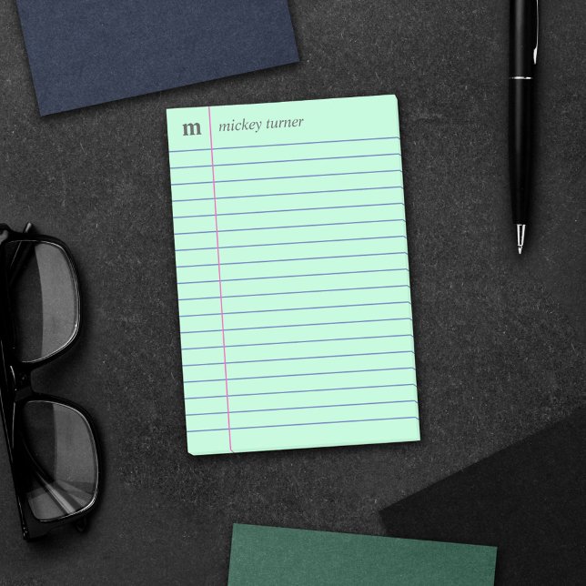 Post-it® Papier carnet Mint vert Ajouter votre nom et initi (Créateur téléchargé)