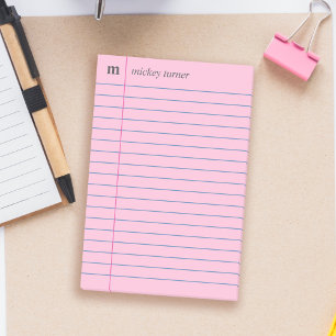 Post-it® Papier carnet rose Ajouter votre nom et initial
