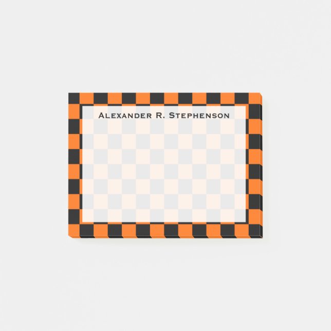 Post-it® Papier collant à carreaux noir et orange Monogram (Devant)
