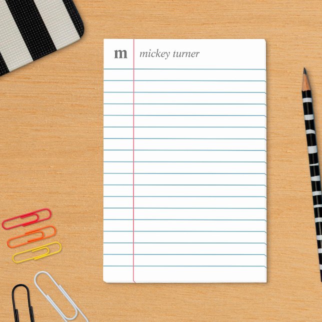 Post-it® Papier de cahier blanc Ajoutez votre nom et initia (Créateur téléchargé)