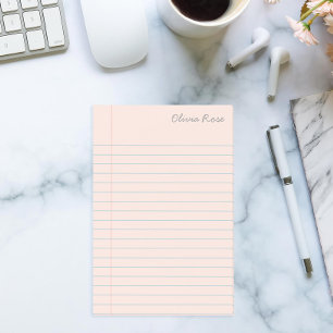 Post-it® Papier de Carnet d'école linéaire personnalisé ros