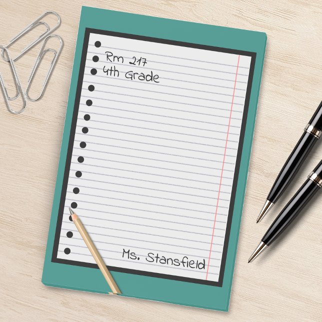 Post-it® Papier de l'élève de l'enseignant en classe feuill (green lined paper pencil school teacher notepad)