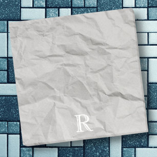 Post-it® Papier grisâtre écroulé plié durci monogramme rétr