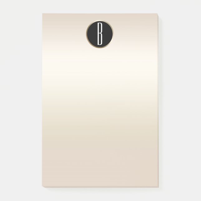 Post-it® Papier Kraft Monogramme Rustique Doré Perle Paille (Devant)