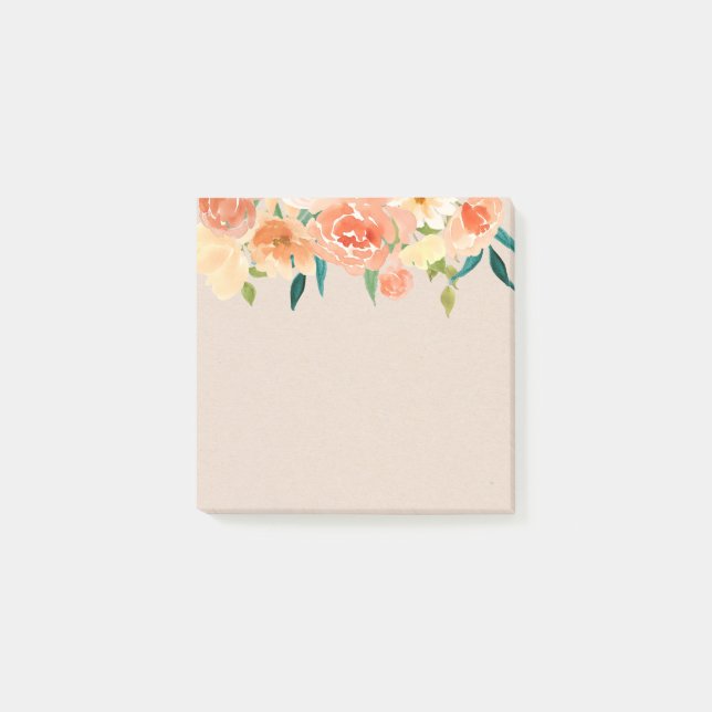 Post-it® Papier Kraft Pêche Florales Rustique Chic (Devant)
