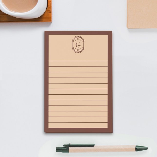 Post-it® Papier ligné de monogramme géométrique Art Déco ma (Créateur téléchargé)