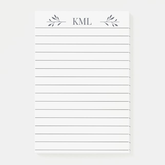 Post-it® Papier ligné personnalisé avec monogramme de feuil (Devant)