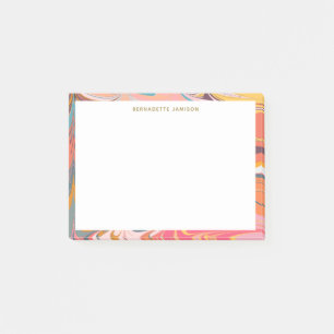 Post-it® Papier Marbré Rétro Coloré Nom Personnalisé