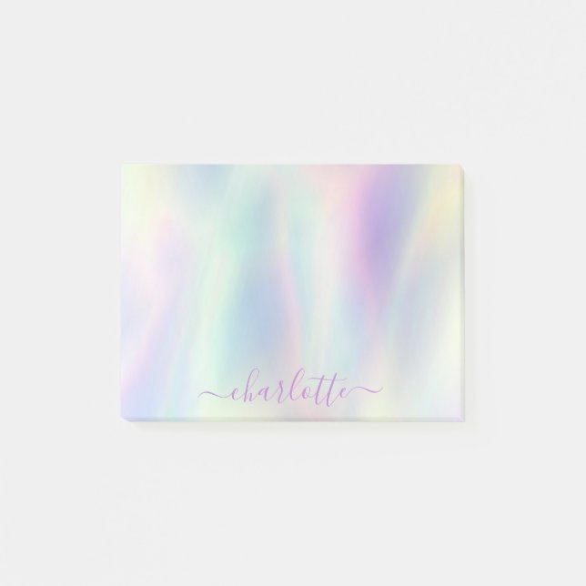 Post-it® Papier Nom Arc-en-ciel Pastel Iridescent Holograph (Devant)