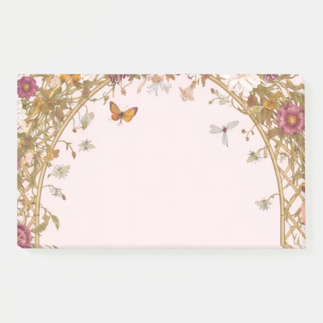 Post-it® Papier note adhésif botanique rose romantique vint (Devant)