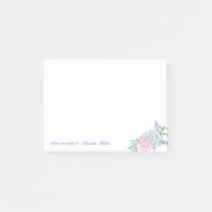 Post-it® Papier Note Personnalisé Fleur de Succulentes Aqua