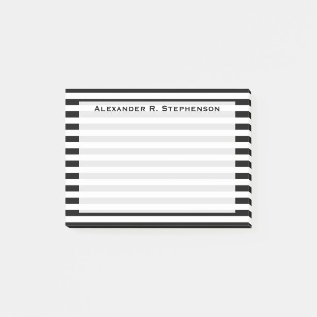 Post-it® Papier notes à rayures blanches et noires Monogram (Devant)