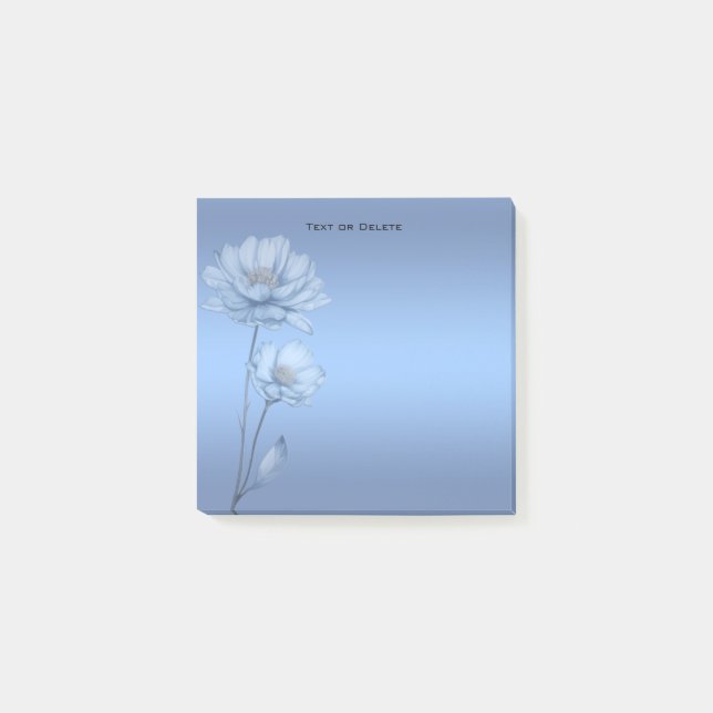 Post-it® Papier notes adhésif Fleurs Aquarelle Bleue (Devant)