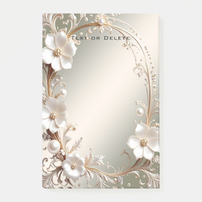 Post-it® Papier notes adhésifs à cadre floral blanc orné (Devant)