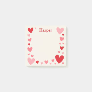 Post-it® Papier-notes adhésifs d'amour romantique avec nom 