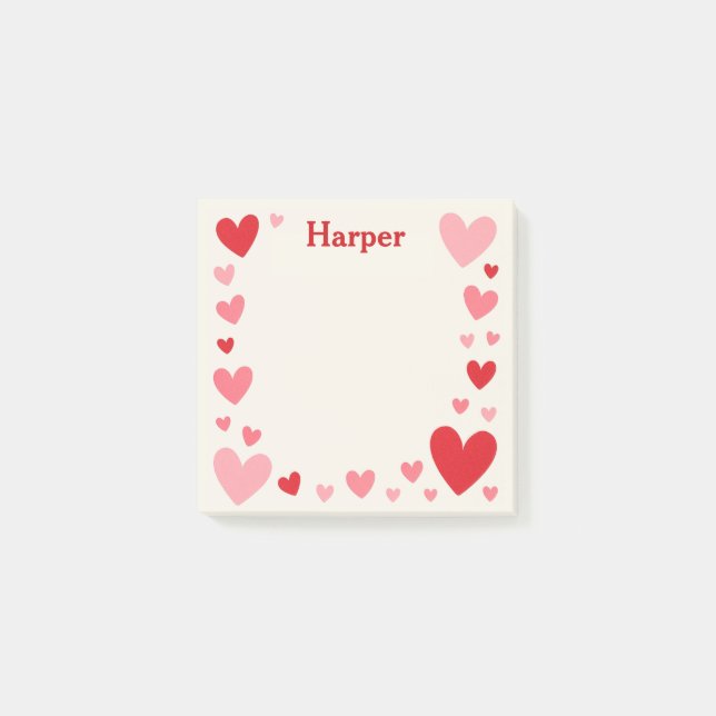 Post-it® Papier-notes adhésifs d'amour romantique avec nom  (Devant)