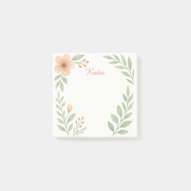Post-it® Papier-notes botaniques aquarelles personnalisés (Devant)