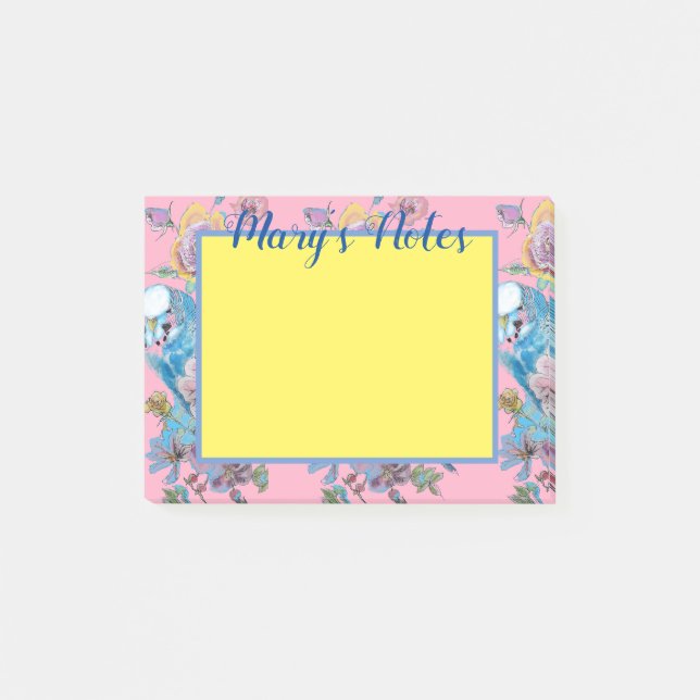 Post-it® Papier notes Budgie aquarelle nom de femme (Devant)