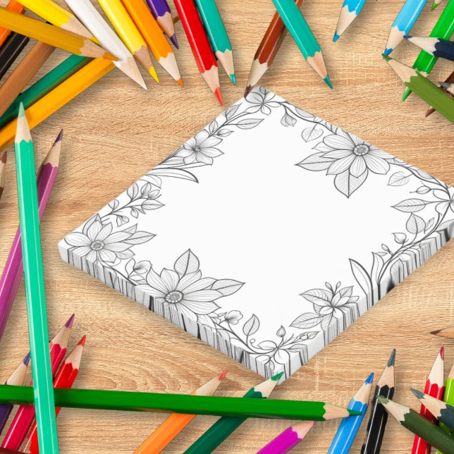 Post-it® Papier Notes de Fun Coloration Fleurie (Sticky notes with a floral border to color in. A cute novelty gift for garden lovers)