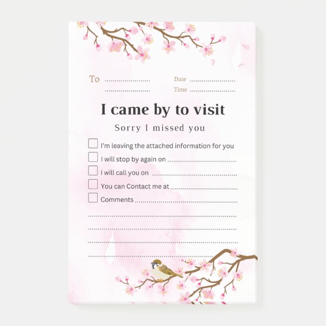 Post-it® Papier Notes de Retour Fleur de Cerisier (Devant)