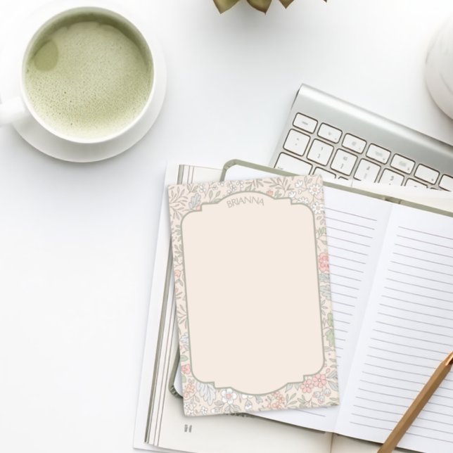Post-it® Papier-notes floral pastel avec nom—Post-it Notes (Créateur téléchargé)