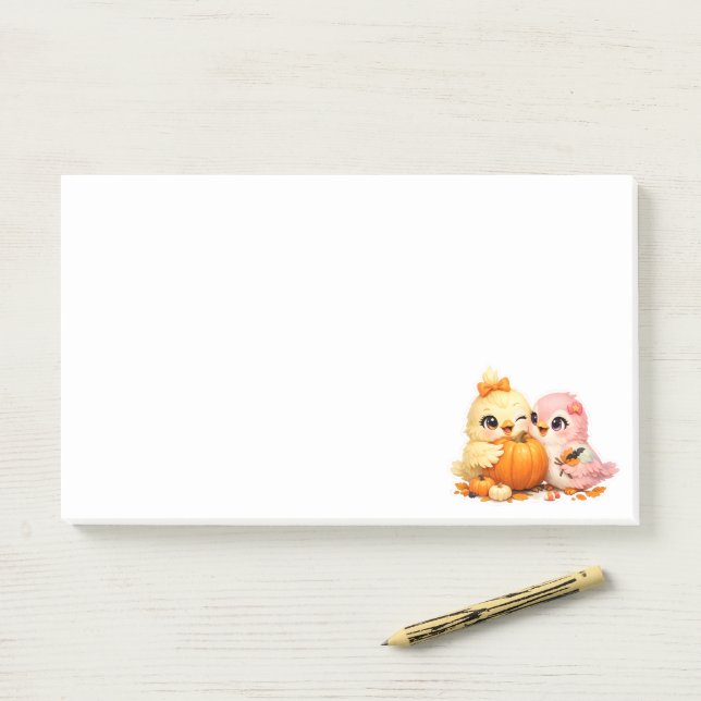 Post-it® Papier-notes horizontaux d'Halloween avec amis ois (Sur un bureau)