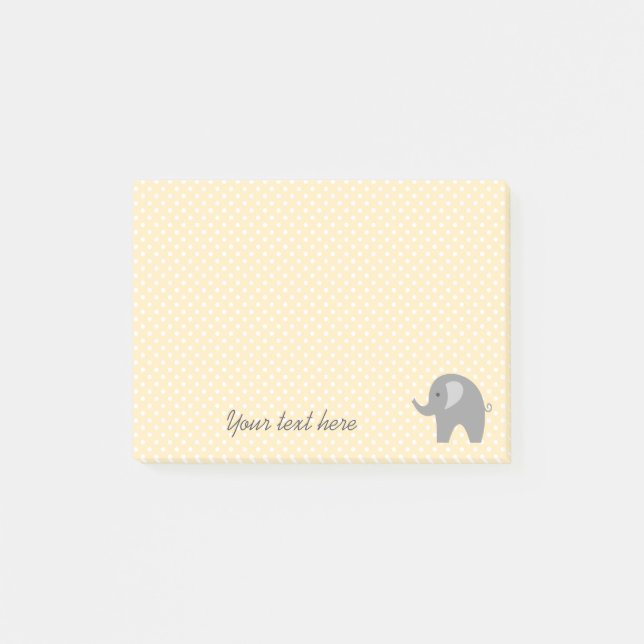 Post-it® Papier notes jaune à pois avec éléphant gris (Devant)