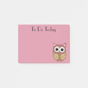 Post-it® Papier notes mignon hibou floral rose