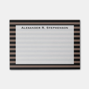 Post-it® Papier notes Monogram Taupe Brun et Rayure Noire
