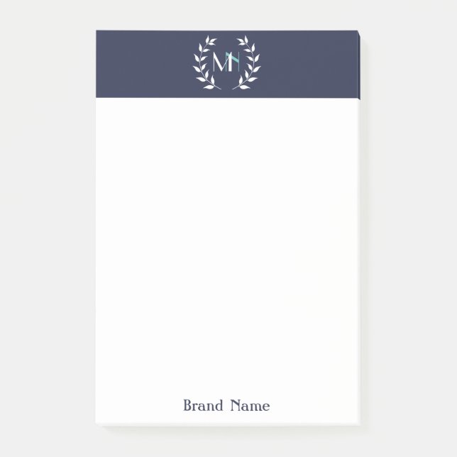 Post-it® Papier-notes Monogramme Couronne de Laurier Bleu M (Devant)