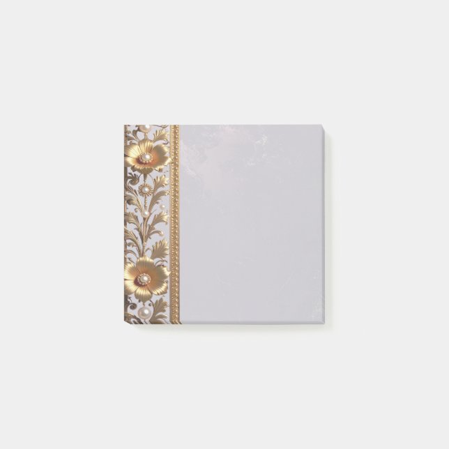 Post-it® Papier notes motif ornement floral doré (Devant)