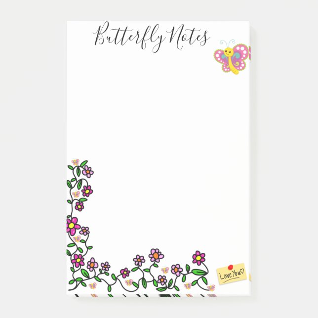 Post-it® Papier-notes Papillon Floral (Devant)