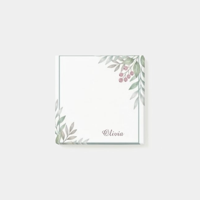 Post-it® Papier Notes Personnalisé Aquarelle Florale (Devant)