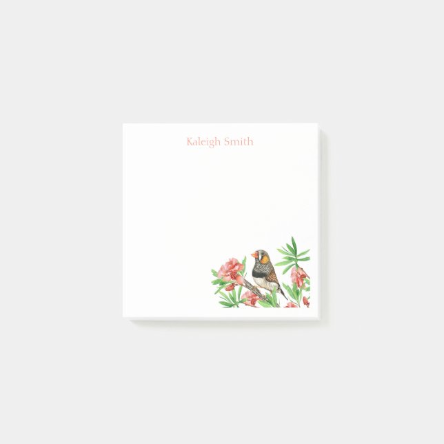 Post-it® Papier notes personnalisé avec oiseau sur fleurs r (Devant)