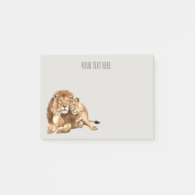 Post-it® Papier notes personnalisé Famille Lion (Devant)