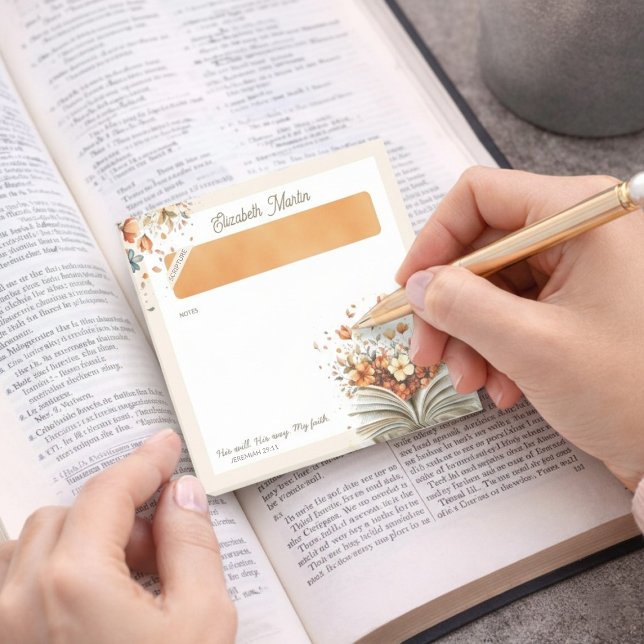 Post-it® Papier notes personnalisé Floral Bible Écriture ch (Personalized Floral Bible Scripture Christian Post-it Notes)