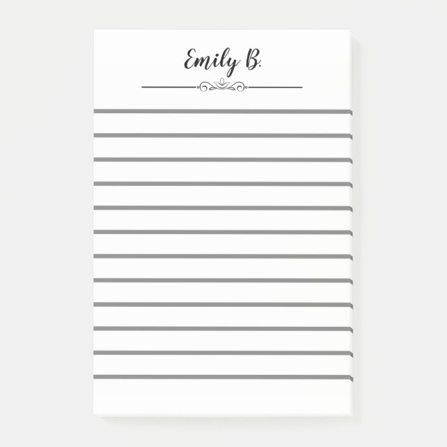 Post-it® Papier notes personnalisés avec nom et lignes (Devant)