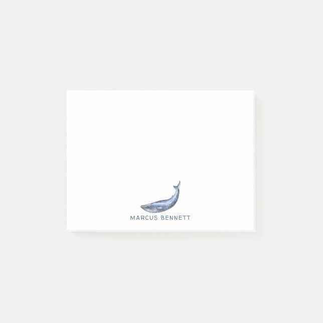 Post-it® Papier Notes Personnalisés Baleine Bleue (Devant)