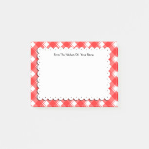 Post-it® Papier notes personnalisés carreaux rouge et blanc