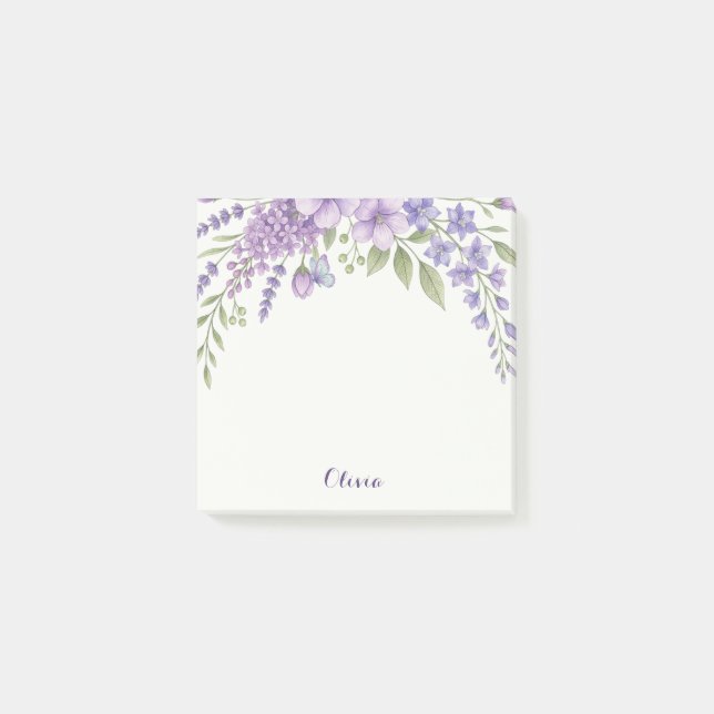 Post-it® Papier-notes personnalisés fleurs violettes (Devant)