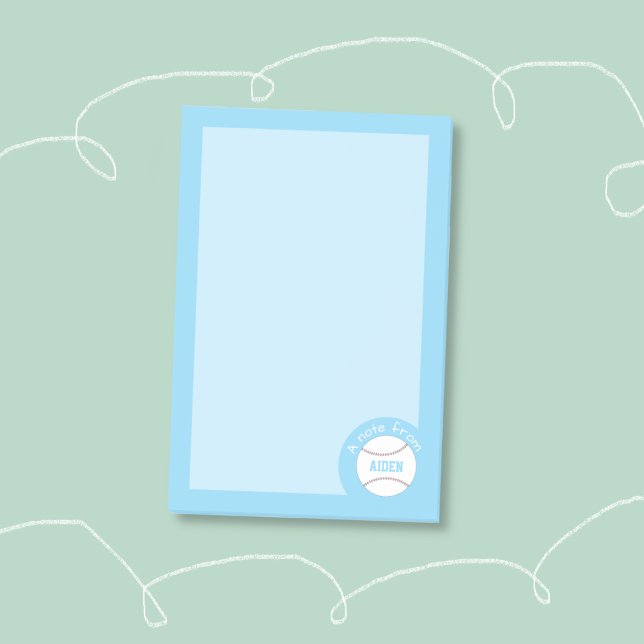 Post-it® Papier notes personnalisés pour enfants Baseball B (Kid personalized blue baseball sticky notes .)