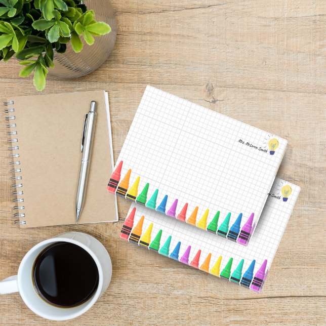 Post-it® Papier-notes personnalisés pour enseignant – Crayo (Personalized Teacher Sticky Notes – Colorful Pencil Design)