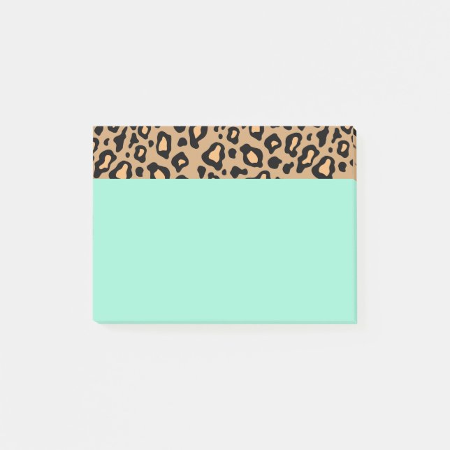 Post-it® Papier notes Post It Imprimé Léopard Turquoise (Devant)