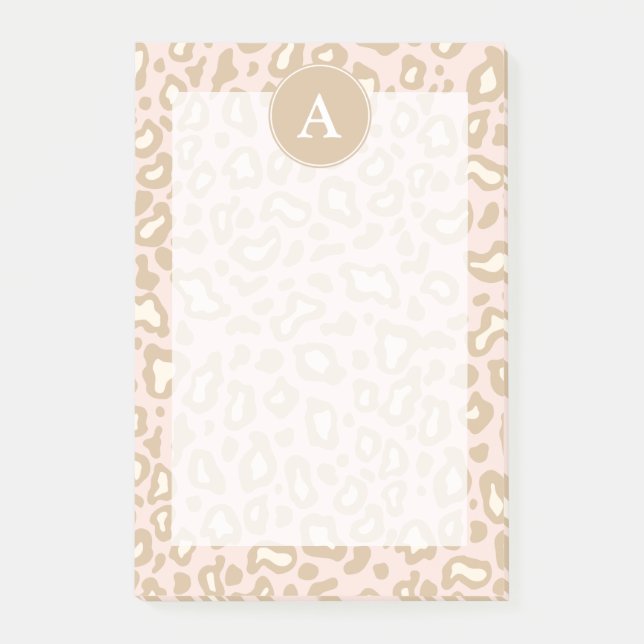 Post-it® Papier notes Post It Monogramme Léopard Bureau Ros (Devant)